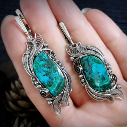 Enamel colored glass personality earrings