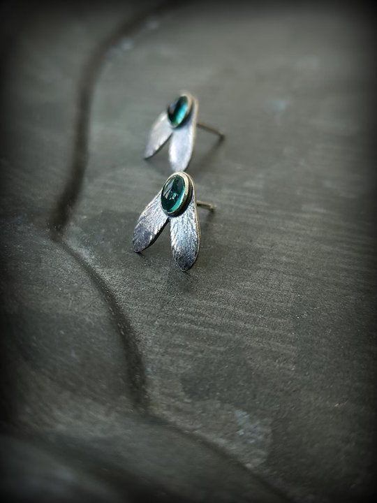 Enamel colored glass personality earrings