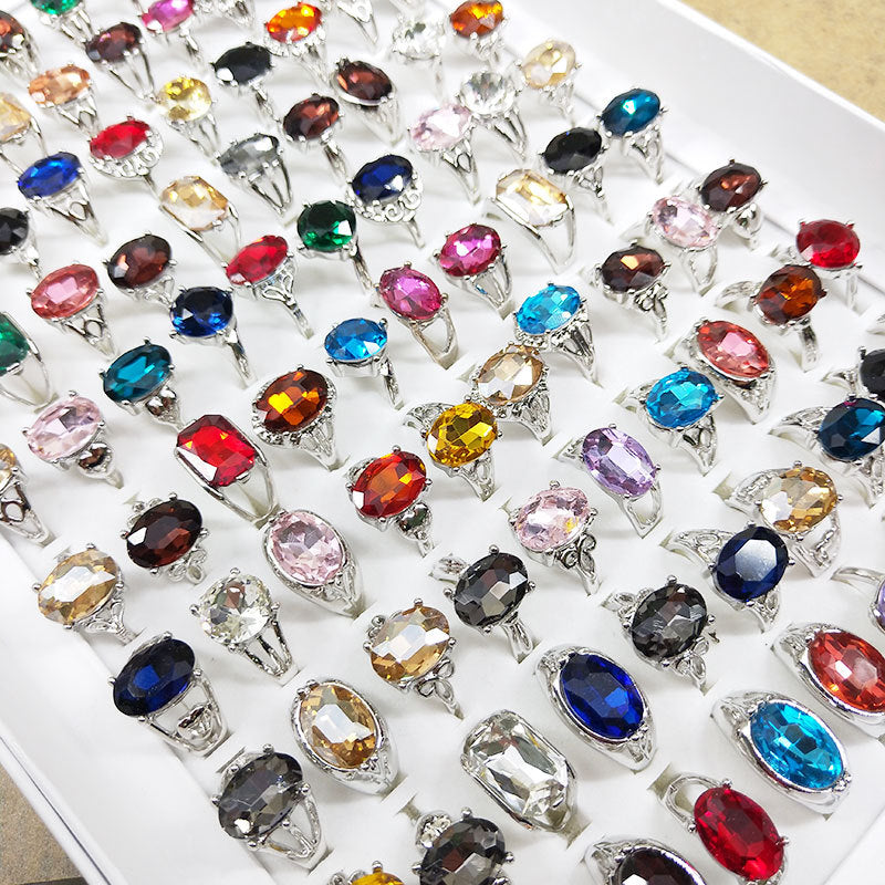 Mixed Colored Glass Rings