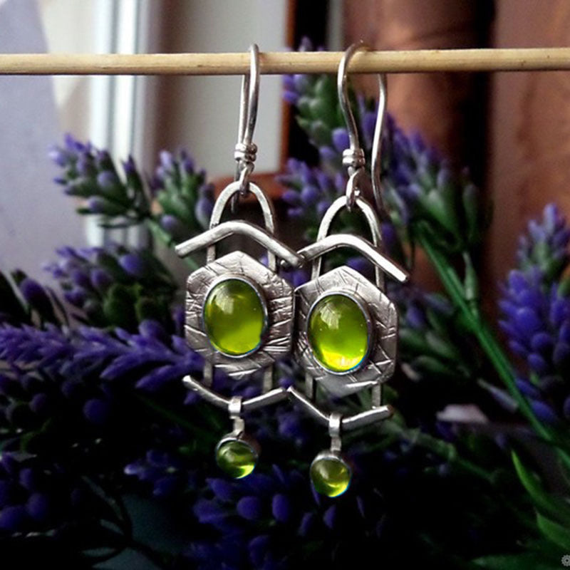 Enamel colored glass personality earrings