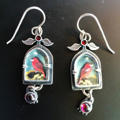 Enamel colored glass personality earrings