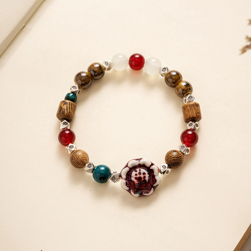 Colored Glazed Ceramic Elastic Bracelets