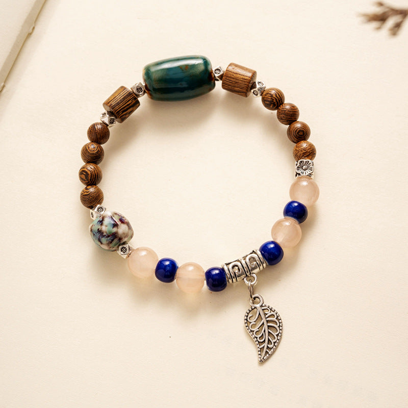 Colored Glazed Ceramic Elastic Bracelets