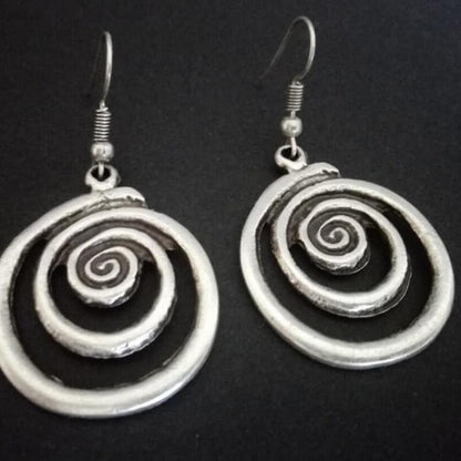 Vintage Geometric Spiral Earrings