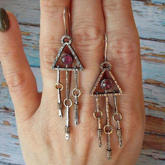 Retro Geometric Triangle Earrings