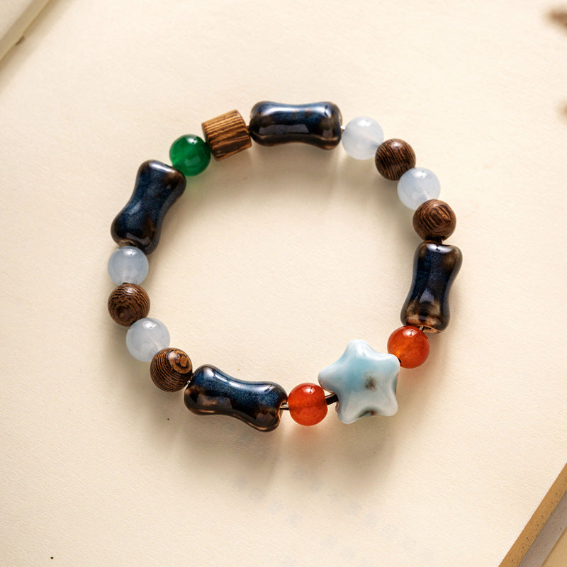 Colored Glazed Ceramic Elastic Bracelets