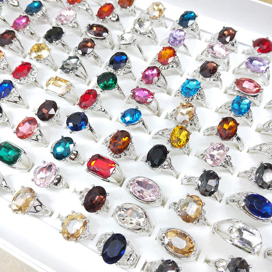 Mixed Colored Glass Rings