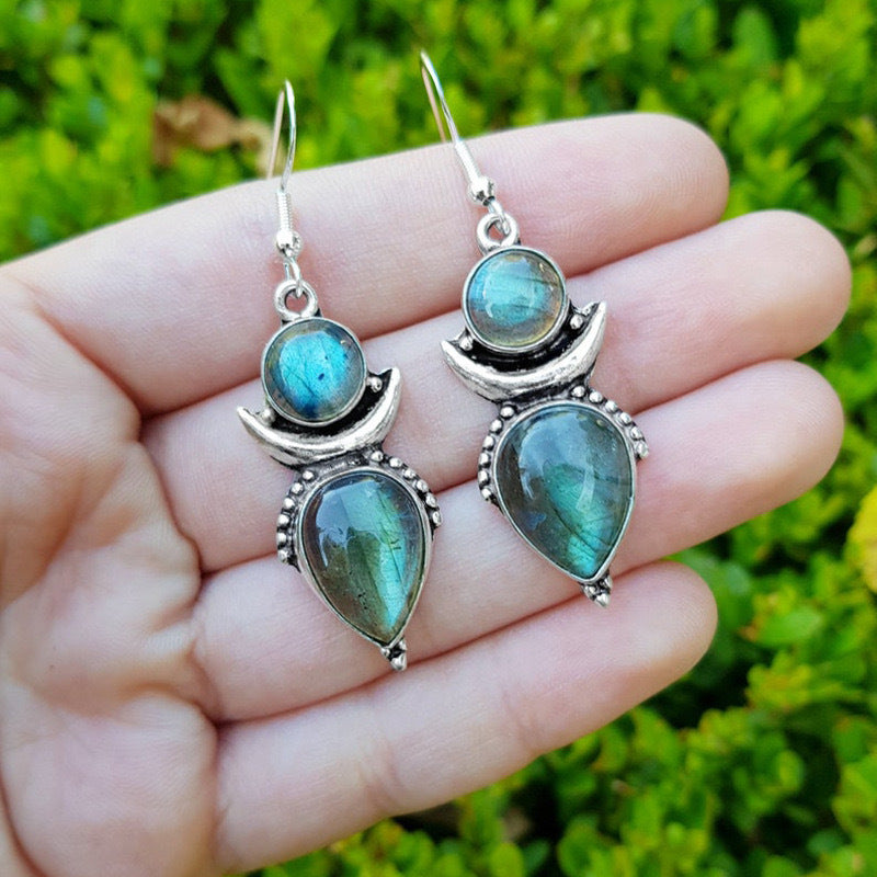 Enamel colored glass personality earrings