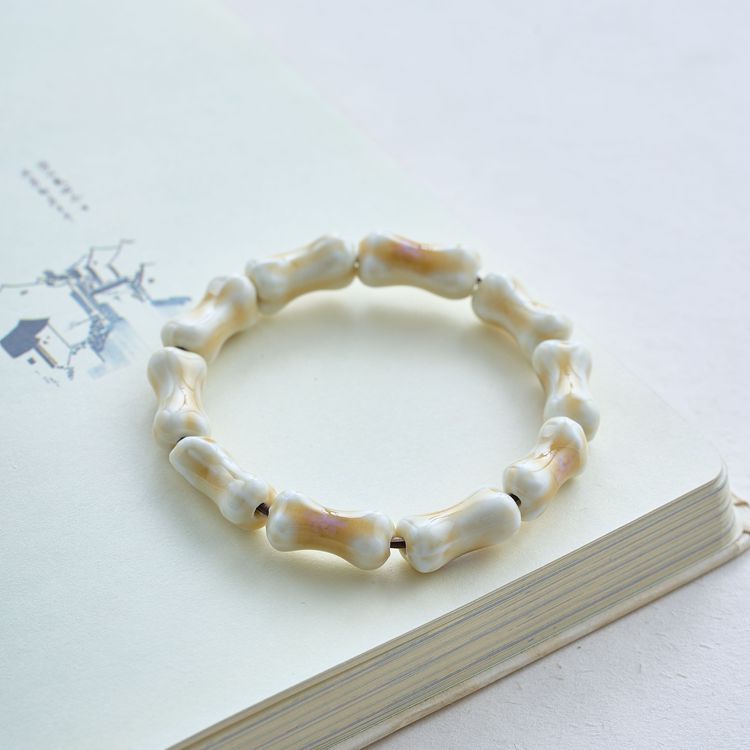 Colored Glazed Ceramic Elastic Bracelets