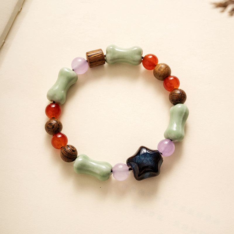 Colored Glazed Ceramic Elastic Bracelets