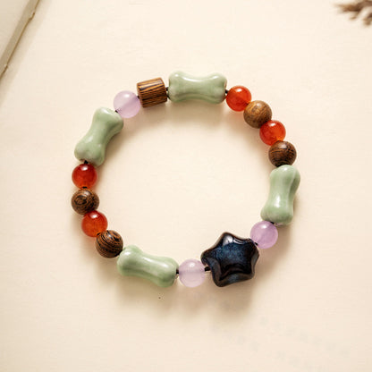 Colored Glazed Ceramic Elastic Bracelets