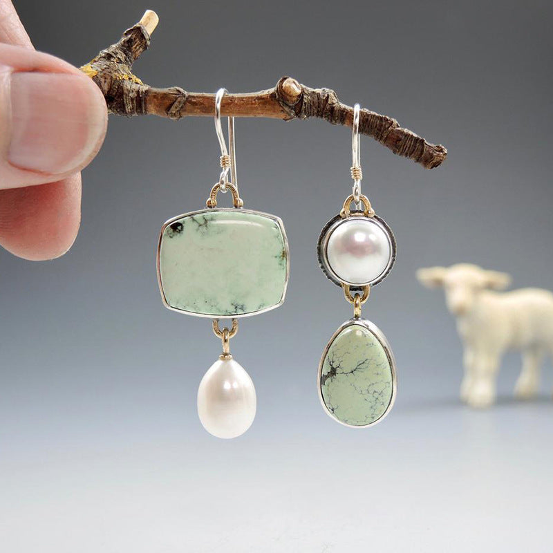 Enamel colored glass personality earrings