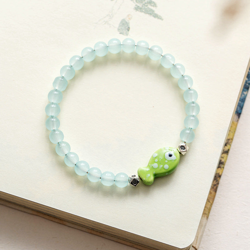 Colored Glazed Ceramic Elastic Bracelets