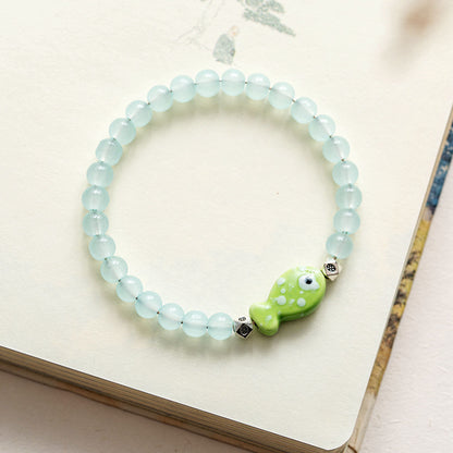 Colored Glazed Ceramic Elastic Bracelets