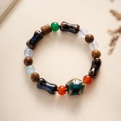 Colored Glazed Ceramic Elastic Bracelets