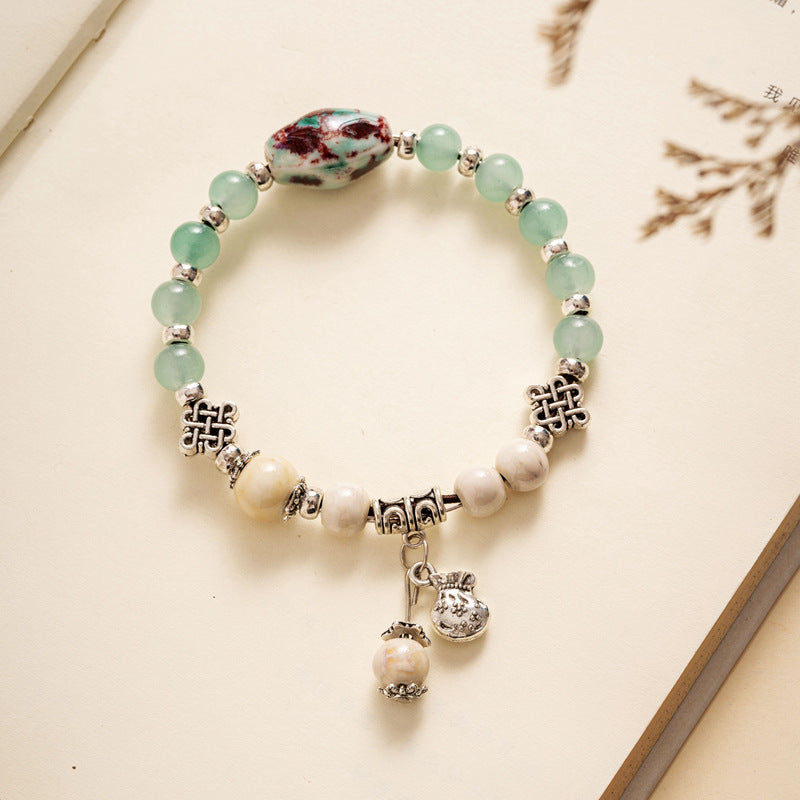 Colored Glazed Ceramic Elastic Bracelets