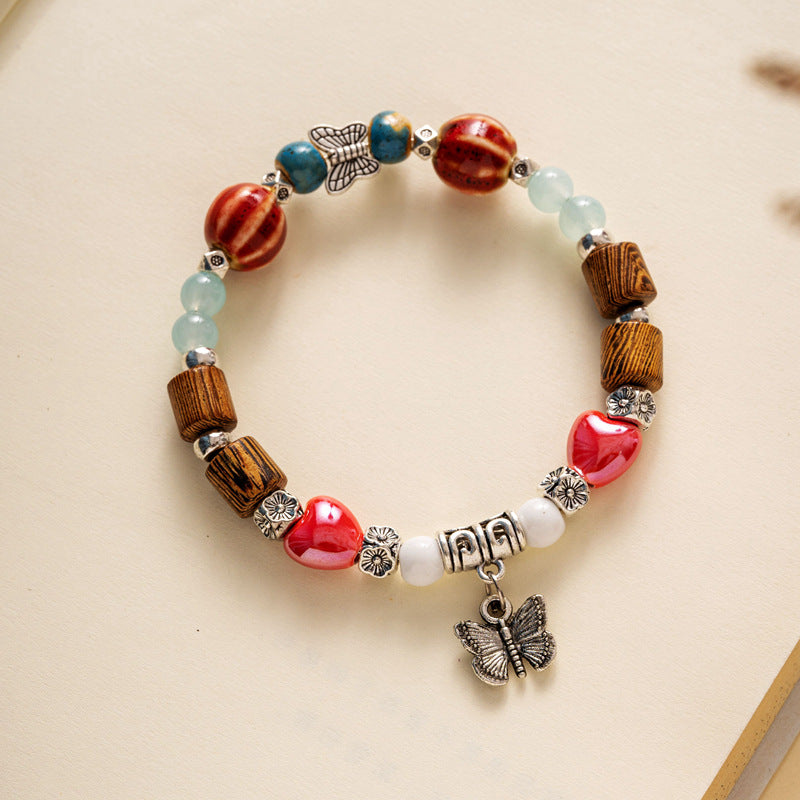 Colored Glazed Ceramic Elastic Bracelets