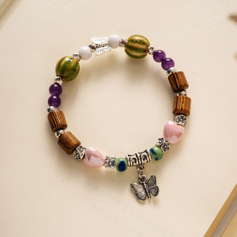 Colored Glazed Ceramic Elastic Bracelets