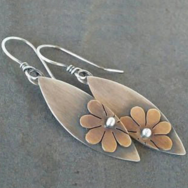 Vintage Sunflower Drop Handmade Earrings
