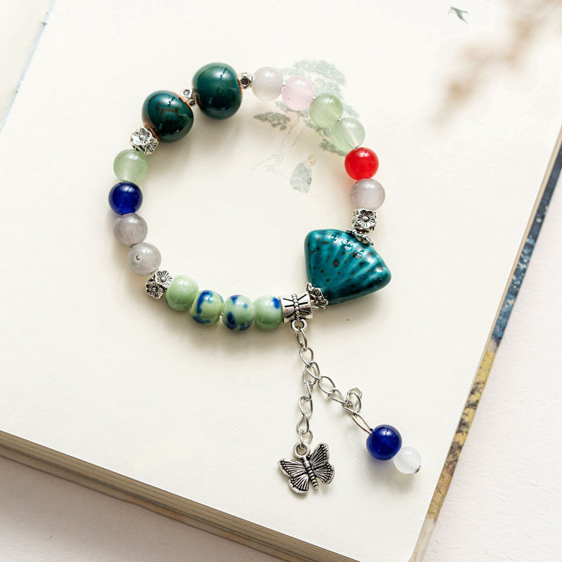Colored Glazed Ceramic Elastic Bracelets