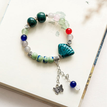 Colored Glazed Ceramic Elastic Bracelets