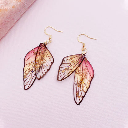 Gradient Cicada Wings Butterfly Wings Earrings
