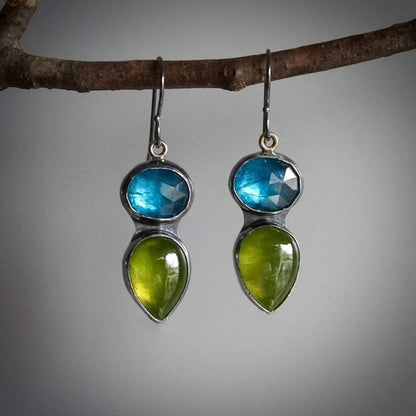 Enamel colored glass personality earrings