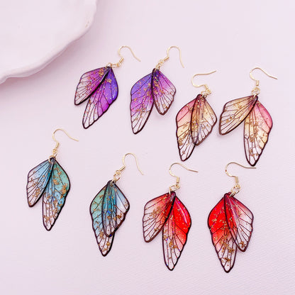 Gradient Cicada Wings Butterfly Wings Earrings