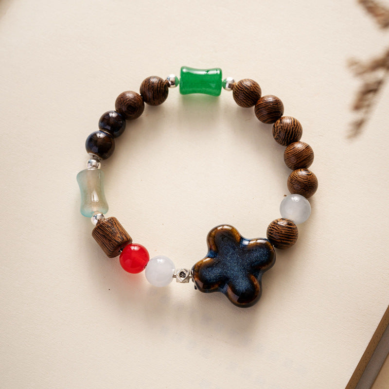 Colored Glazed Ceramic Elastic Bracelets