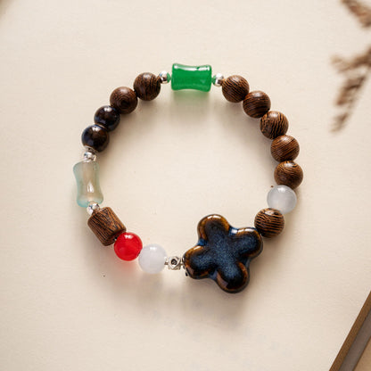 Colored Glazed Ceramic Elastic Bracelets