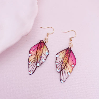 Gradient Cicada Wings Butterfly Wings Earrings