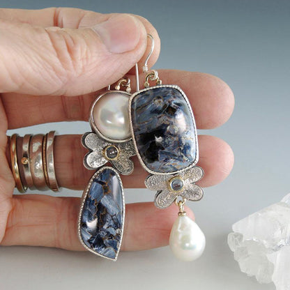Enamel colored glass personality earrings