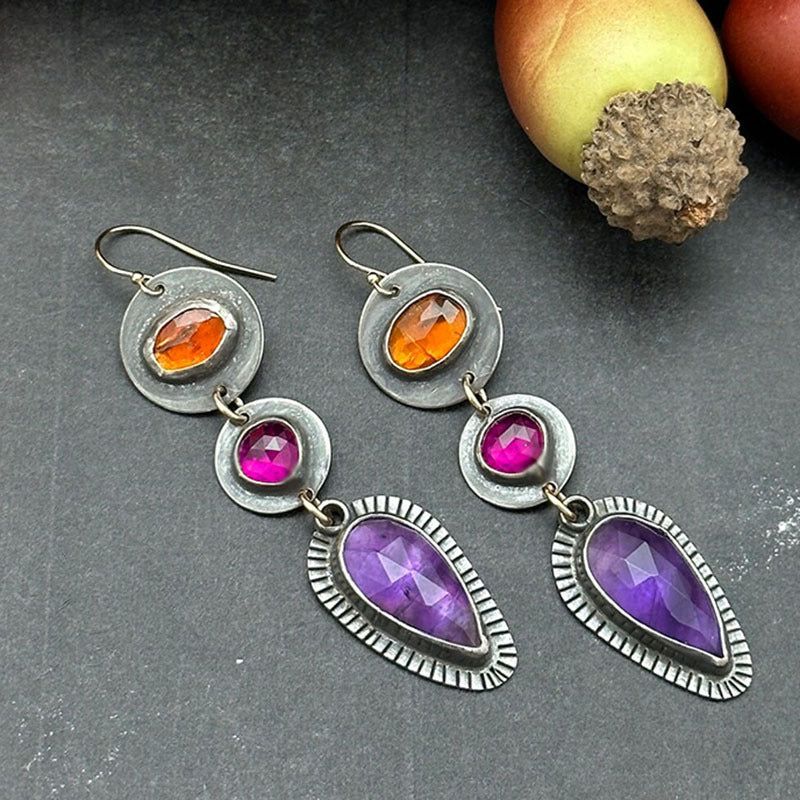 Enamel colored glass personality earrings