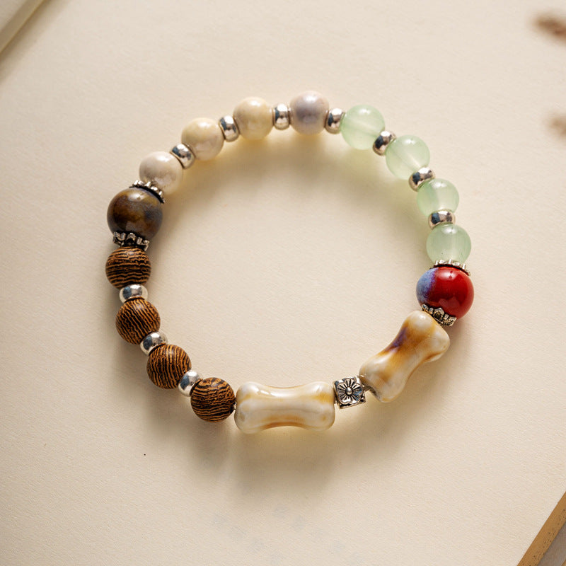 Colored Glazed Ceramic Elastic Bracelets