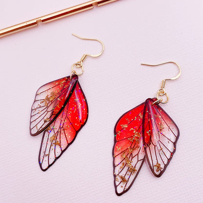 Gradient Cicada Wings Butterfly Wings Earrings