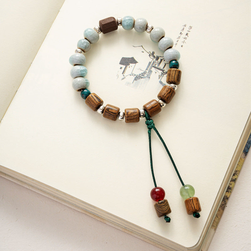 Colored Glazed Ceramic Elastic Bracelets