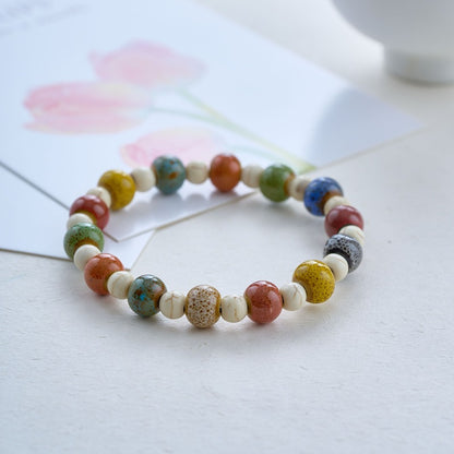 Colored Glazed Ceramic Elastic Bracelets