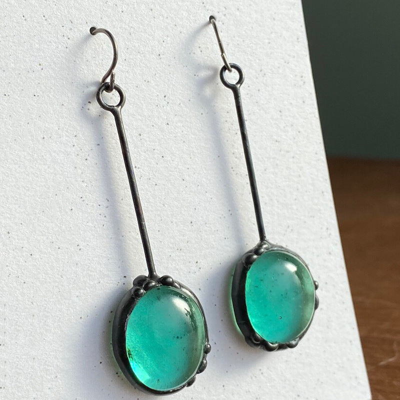 Enamel colored glass personality earrings
