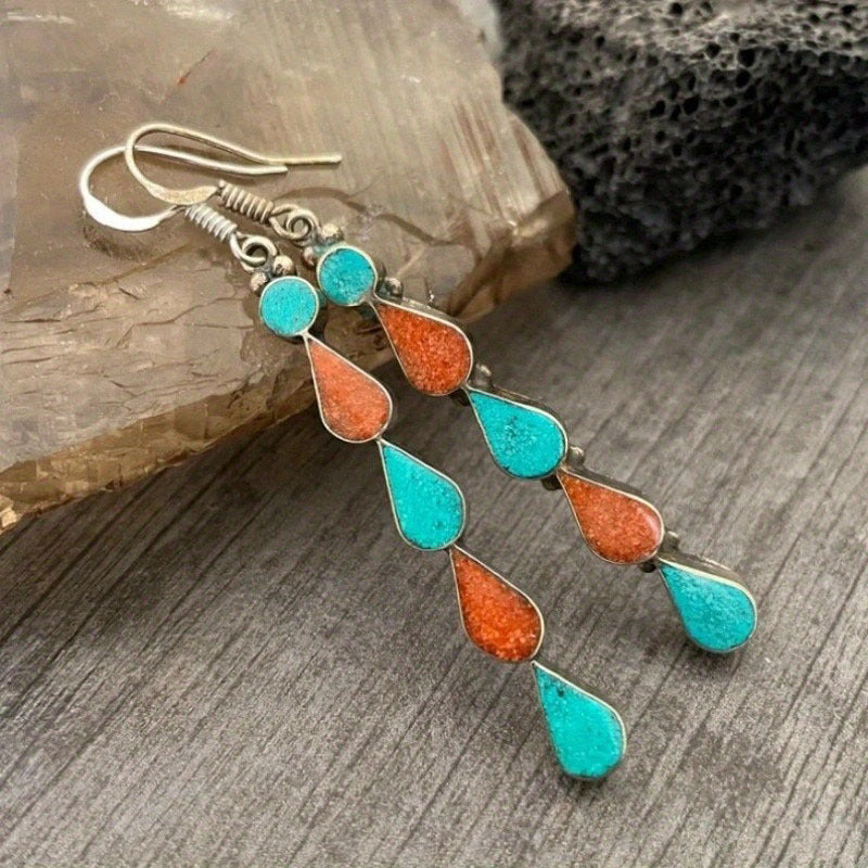 Enamel colored glass personality earrings