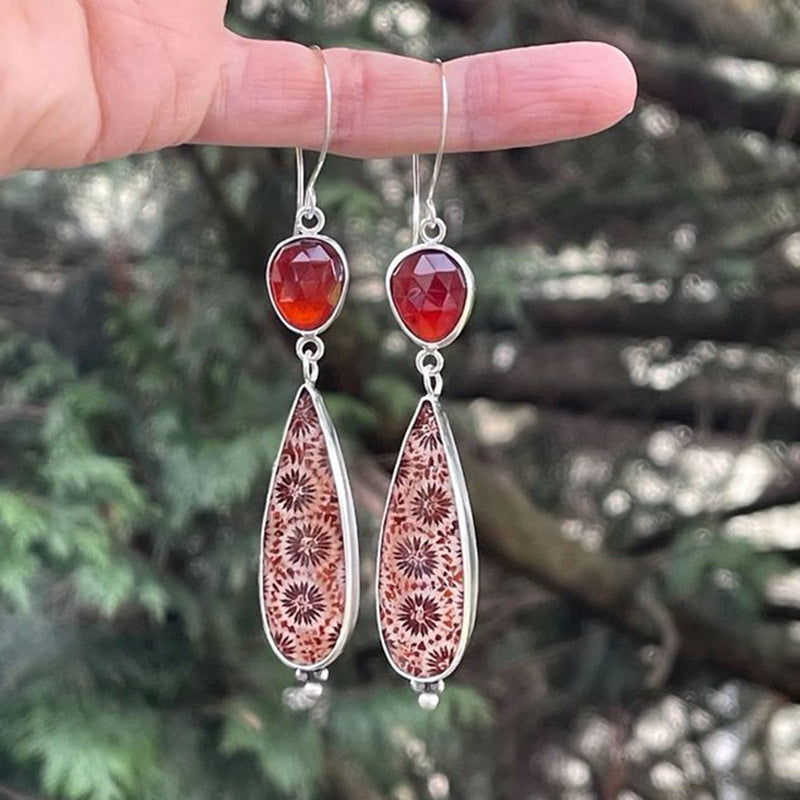 Enamel colored glass personality earrings