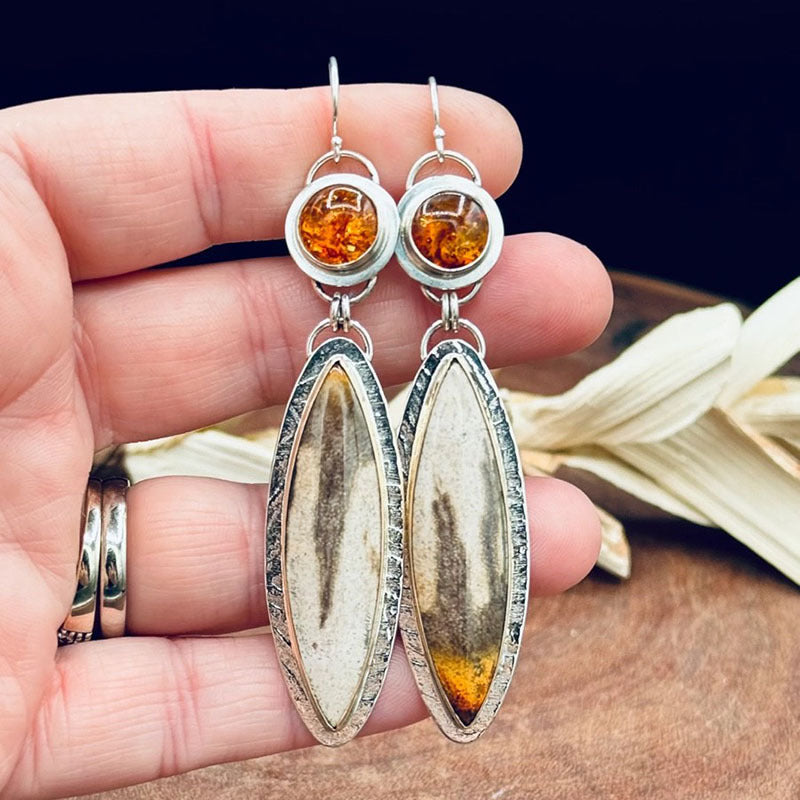 Enamel colored glass personality earrings