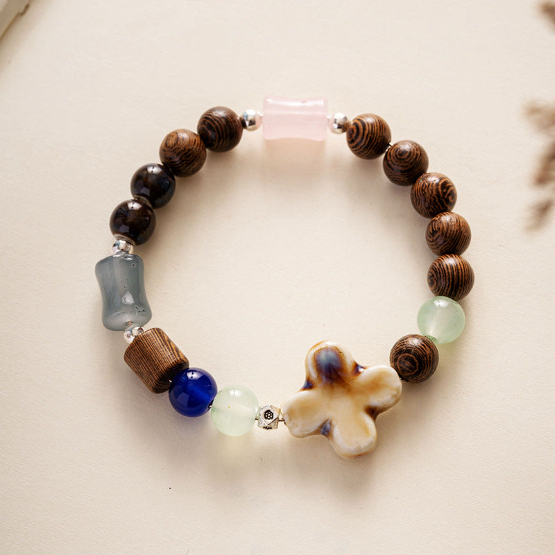 Colored Glazed Ceramic Elastic Bracelets