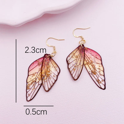 Gradient Cicada Wings Butterfly Wings Earrings